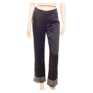 MM MOISELLE Sequin & Chiffon Trim Satin Dress Pants Y2K